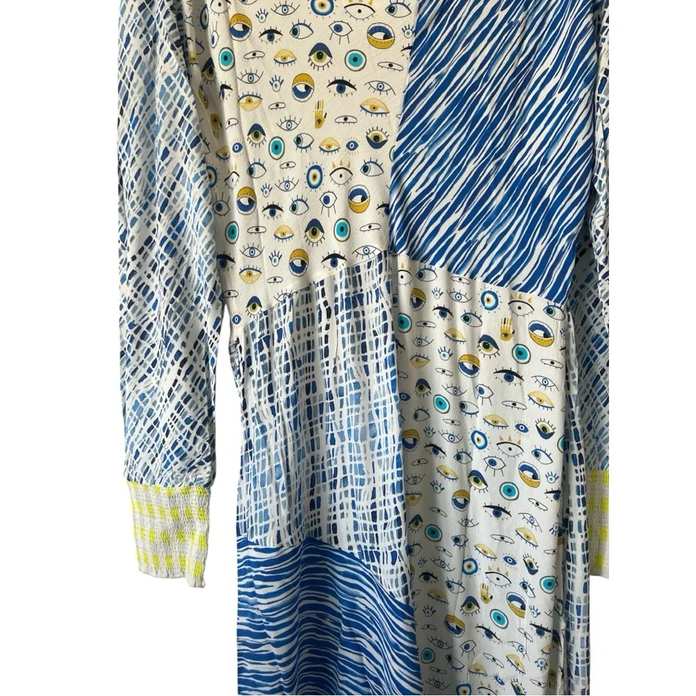 Conditions Apply Yvelisse Abstract Eye Print L/S Maxi Dress XXL Reg. $248 NWOT - Picture 11 of 11